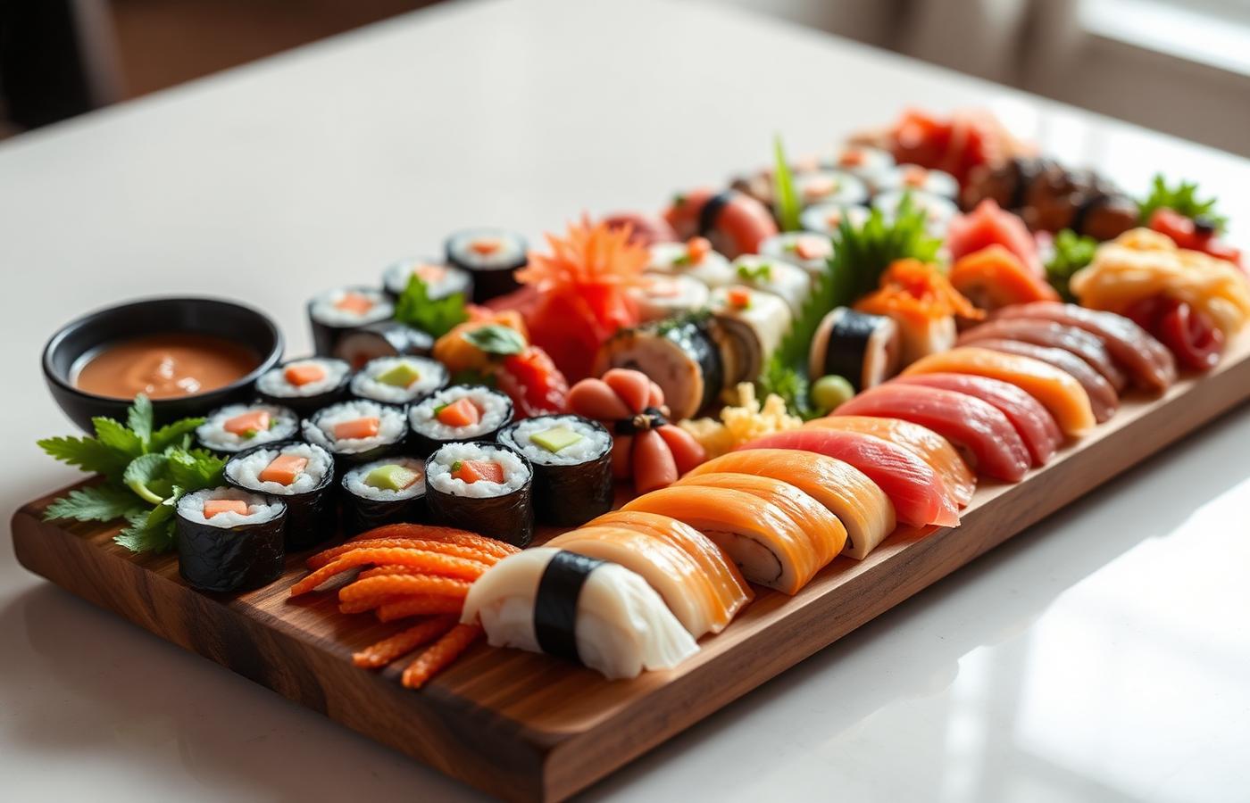 Catering platter image — assorted sushi and sashimi board